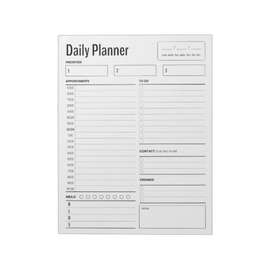 Notitieblok voor de dagelijkse werkplanner (Linkerzijde)