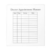 Notitieblok voor doktersafspraak planner (Voorkant)