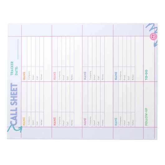 Notitieblok voor het bijhouden van telefoongesprek (Voorkant)