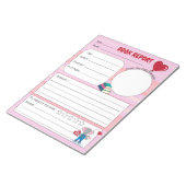 Notitieblok voor het februari-boekrapport voor de  (Schuin)