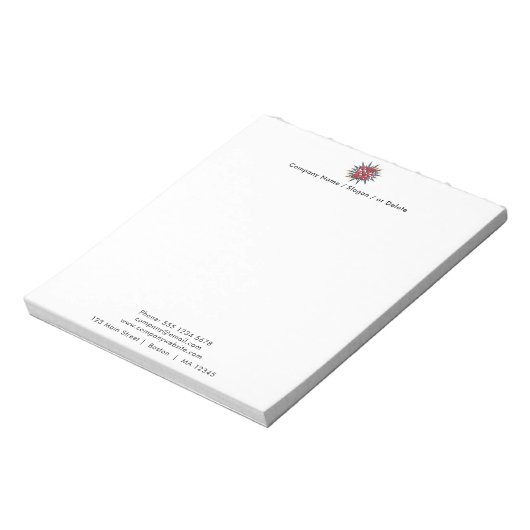 Notitieblok voor het uploaden van zakelijke Logo e (Linkerzijde)