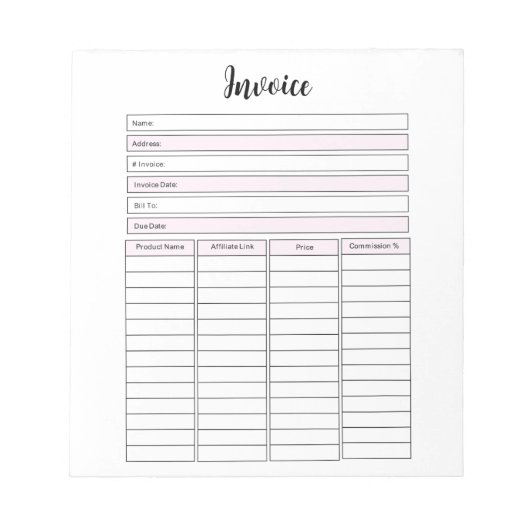 Notitieblok voor kleine bedrijfsfacturen (Voorkant)