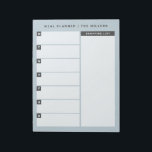 Notitieblok voor maalplanner | Blauw<br><div class="desc">Pas dit notitieblok aan met uw voorkeurstitel voor het creëer van een aangepaste wekelijkse maaltijdplanner of projectplanner. Een ontwerp met tinten blauw biedt een modern en eenvoudig ontwerp met veel ruimte om te schrijven. Met de ruimtes per dag van de week kunt u uw maaltijden en uw wekelijkse boodschappenlijstje plannen....</div>