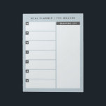 Notitieblok voor maalplanner | Blauw<br><div class="desc">Pas dit notitieblok aan met uw voorkeurstitel voor het creëer van een aangepaste wekelijkse maaltijdplanner of projectplanner. Een ontwerp met tinten blauw biedt een modern en eenvoudig ontwerp met veel ruimte om te schrijven. Met de ruimtes per dag van de week kunt u uw maaltijden en uw wekelijkse boodschappenlijstje plannen....</div>