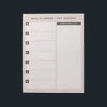 Notitieblok voor maalplanner | Blush<br><div class="desc">Pas dit notitieblok aan met uw voorkeurstitel voor het creëer van een aangepaste wekelijkse maaltijdplanner of projectplanner. Een ontwerp met tinten roze zwart biedt een modern en eenvoudig design met veel ruimte om te schrijven. Met de ruimtes per dag van de week kunt u uw maaltijden en uw wekelijkse boodschappenlijstje...</div>
