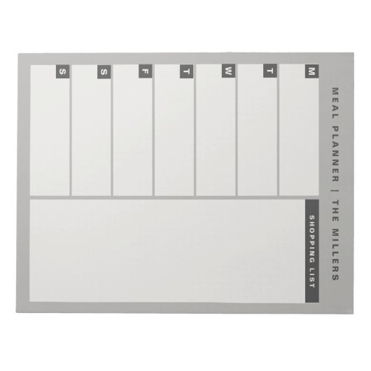 Notitieblok voor maalplanner | Grijs (Voorkant)