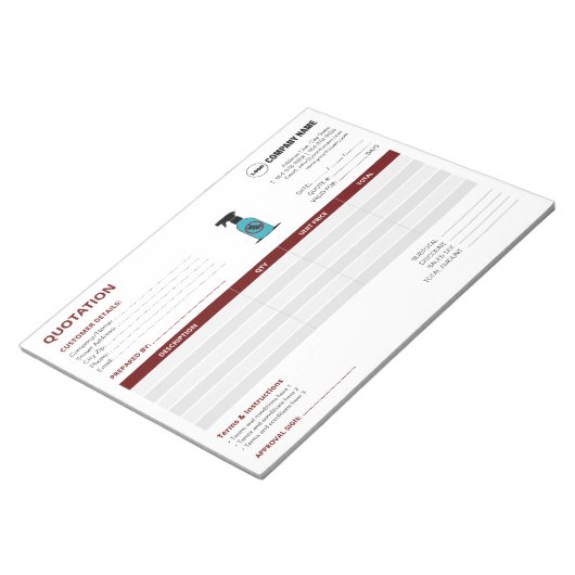 Notitieblok voor offerte voor ongediertebestrijdin (Schuin)