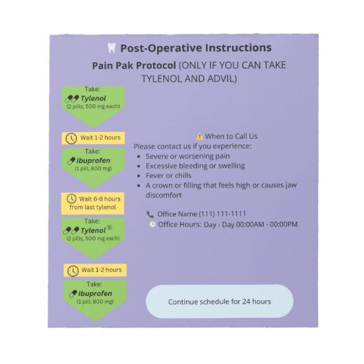 Notitieblok voor tandheelkundige postoperatieve in (Voorkant)
