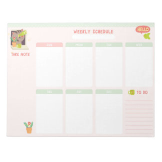 Notitieblok voor wekelijkse kalender 8,5x11