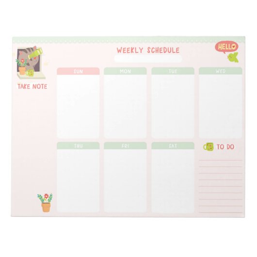 Notitieblok voor wekelijkse kalender 8,5x11 (Voorkant)