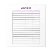 Notitieblok voor werktijdlogboekplanner (Voorkant)