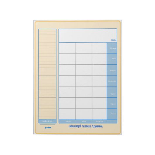 Notitieblok Wekelijkse menuplanner (Linkerzijde)