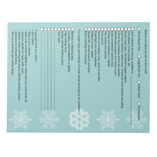 Notitieblok winterrijdchecklist (Voorkant)