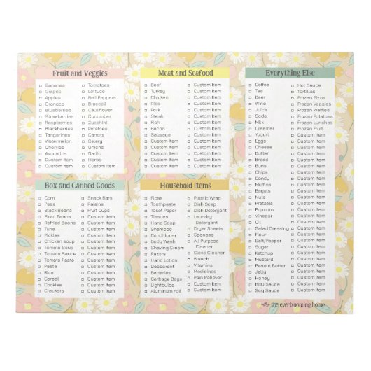 Notitieblokken op de lijst van kruidenierswaren (Voorkant)