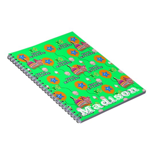 Notitieboek, #10 Happy 10th Birthday Nota Groen Notitieboek (Rechterzijde)