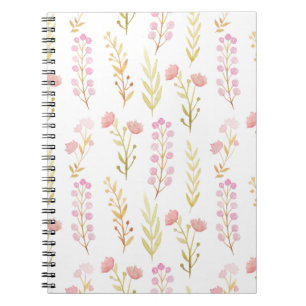 Notitieboek (16,5 x 22,2 cm) - Roze bloempatroon