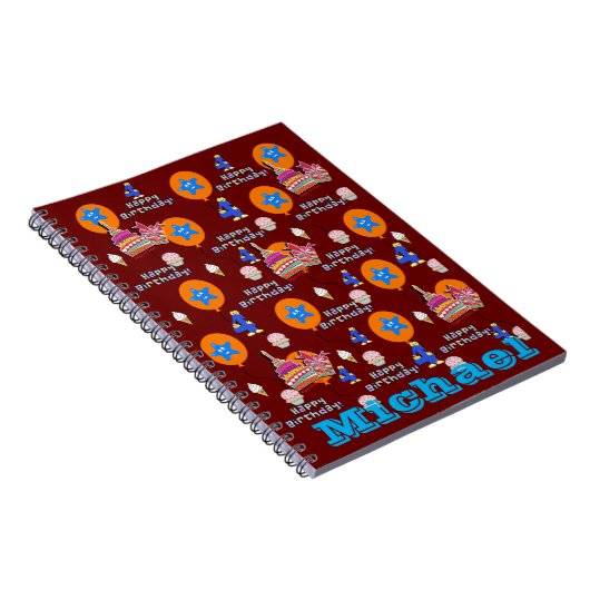 Notitieboek, #4 Happy 4th Birthday Noteert donkerr Notitieboek (Rechterzijde)