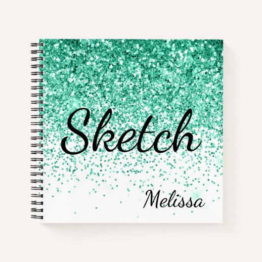 Notitieboek Aqua Glitter Monogram Sketchbook (Voorkant)