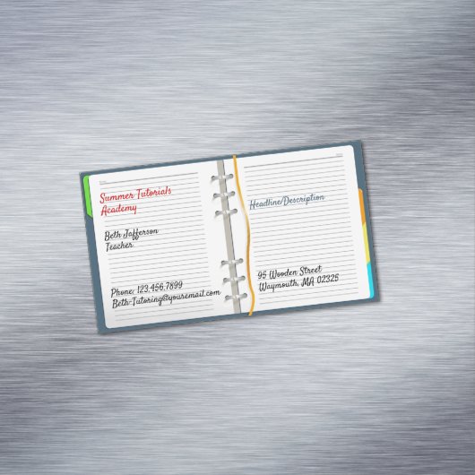 Notitieboek bijles magnetisch visitekaartje (Voorbeeld)