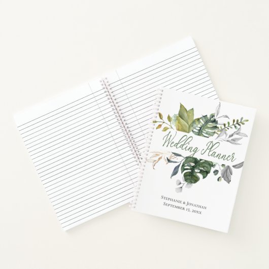 Notitieboek blauwe en groene Floral Wedding Planne (Binnen)