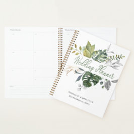 Notitieboek blauwe en groene Floral Wedding Planne