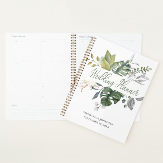 Notitieboek blauwe en groene Floral Wedding Planne (Display)