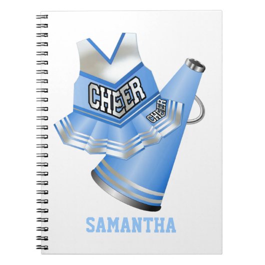 Notitieboek Blauwe en Witte Cheerleader (Voorkant)