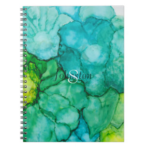 Notitieboek "Blauwe Groene Bloemen" Personaliseren