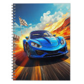 Notitieboek - Blauwe sportwagen (Voorkant)