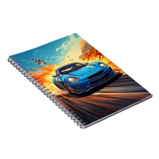 Notitieboek - Blauwe sportwagen (Rechterzijde)