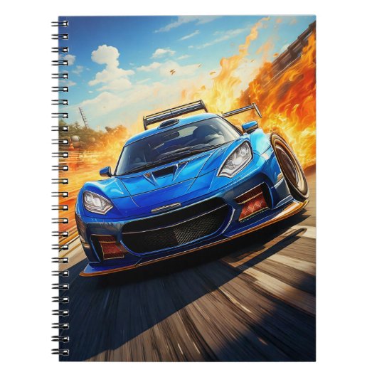 Notitieboek - Blauwe sportwagen (Voorkant)