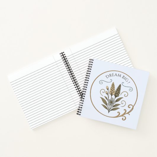 Notitieboek, bloemig, elegant, droom groot. notitieboek (Binnen)
