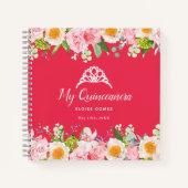 Notitieboek Bright Red Floral Quinceanera Guestboo
