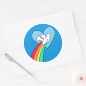 Notitieboek Doodles Vrede & Liefde Regenboog Duif  Ronde Sticker (Envelop)