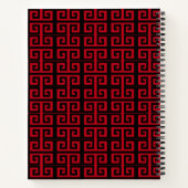 Notitieboek Elegant Black en Red Greek Pattern (Achterkant)