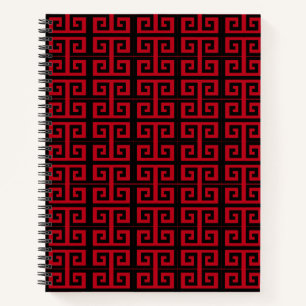 Notitieboek Elegant Black en Red Greek Pattern