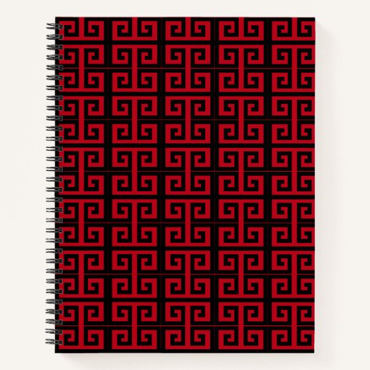 Notitieboek Elegant Black en Red Greek Pattern (Voorkant)