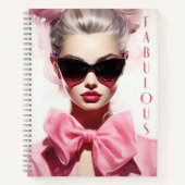 Notitieboek: Fabulous Mode Model Pink Bow Notitieboek (Voorkant)