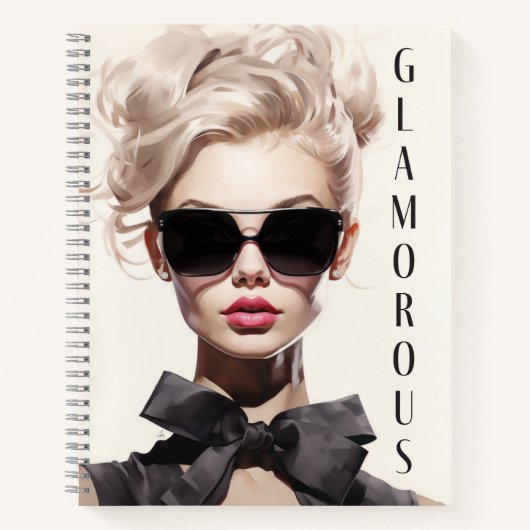 Notitieboek: Glamoureuze Mode Model Black Bow Notitieboek (Voorkant)
