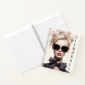 Notitieboek: Glamoureuze Mode Model Black Bow Notitieboek (Binnen)
