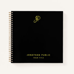 Notitieboek Gold Monogram Initiaal Sjabloon legant