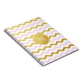 Notitieboek gouden en roze Chevron Pattern Monogra (Rechterzijde)