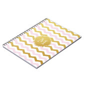 Notitieboek gouden en roze Chevron Pattern Monogra (Linkerzijde)