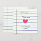 Notitieboek handgeschreven liefdesbrief gepersonal advieskaart (Voorkant / Achterkant)