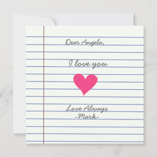 Notitieboek handgeschreven liefdesbrief gepersonal advieskaart