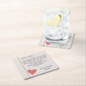 Notitieboek handgeschreven liefdesbrief of -berich kartonnen onderzetters (Insitu)