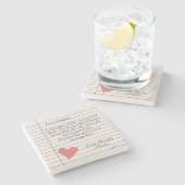 Notitieboek handgeschreven liefdesbrief of -berich stenen onderzetter (Zijkant)