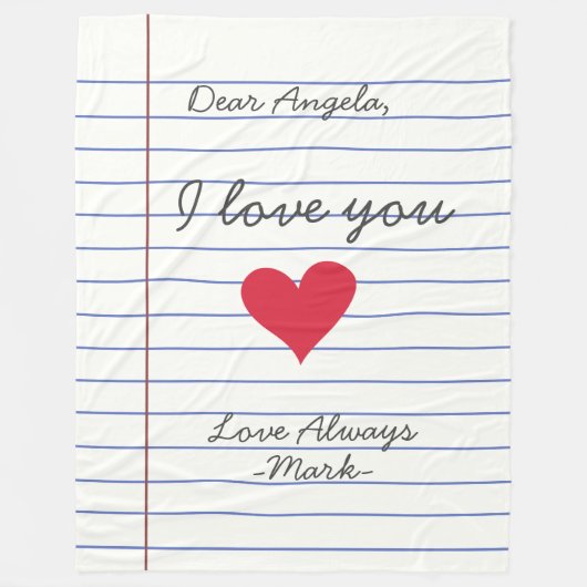 Notitieboek handgeschreven liefdesbrief of bericht fleece deken (Voorkant)
