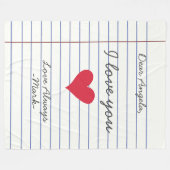 Notitieboek handgeschreven liefdesbrief of bericht fleece deken (Voorkant (Horizontaal))