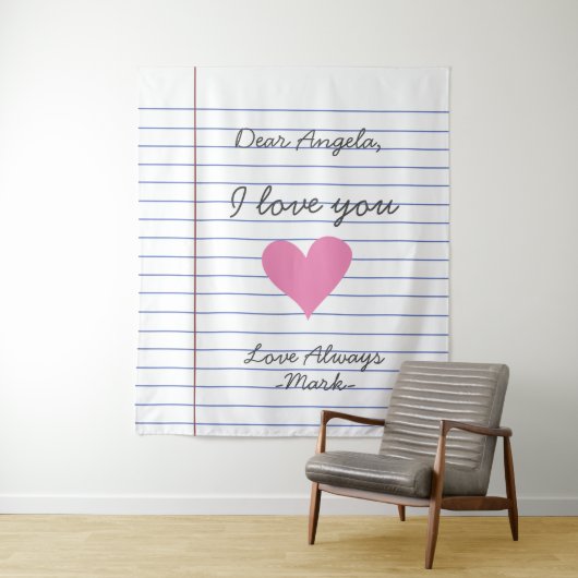 Notitieboek handgeschreven liefdesbrief of bericht wandkleed (In situ)